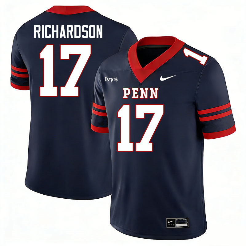 Pennsylvania Quakers #17 Jared Richardson College Football Jerseys,Uniforms Stitched-Navy